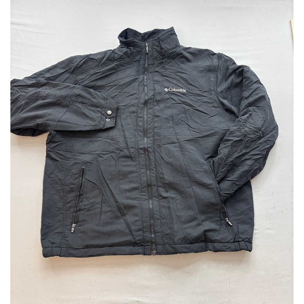 Columbia Sportswear Mens XL Black Fleece Lined Full Zip Jacket Windbreaker